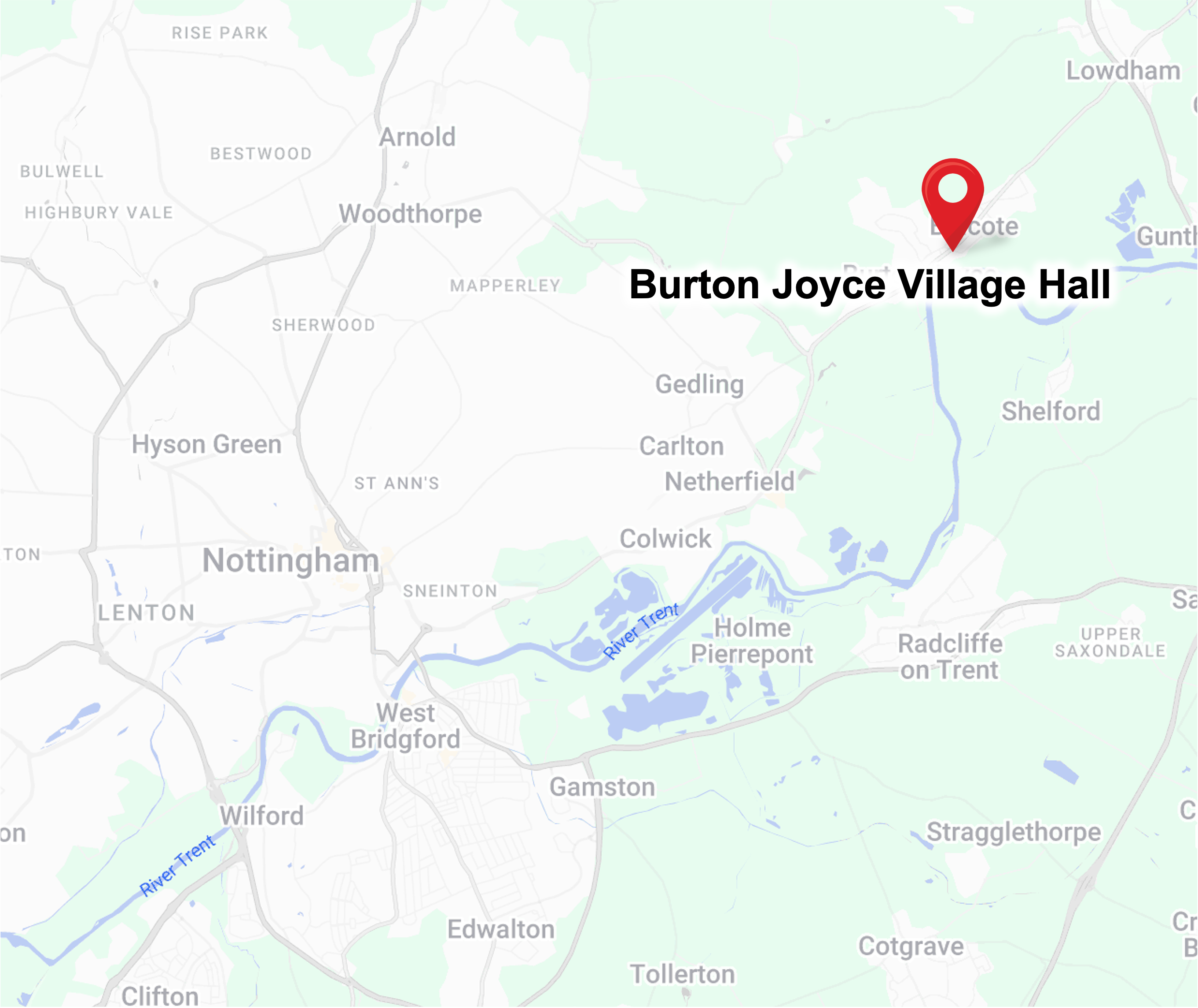 Map showing Burton Joyce classes location